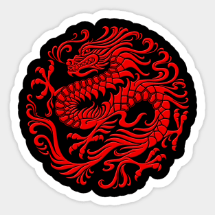 Traditional Red Chinese Dragon Circle Sticker